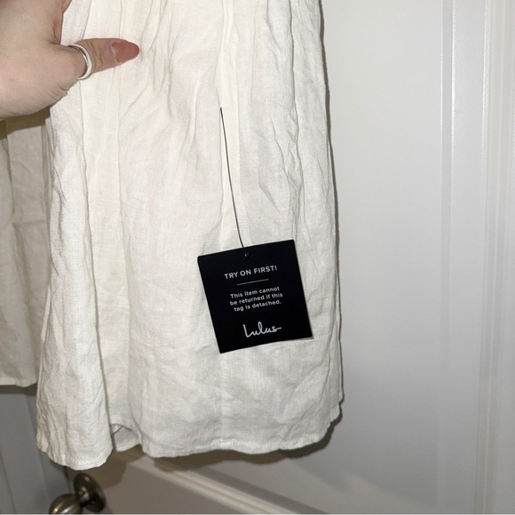 Lulus Uniquely Sweet Off White Puff Sleeve Babydoll Dress | Size S | NWT - Picture 13 of 14